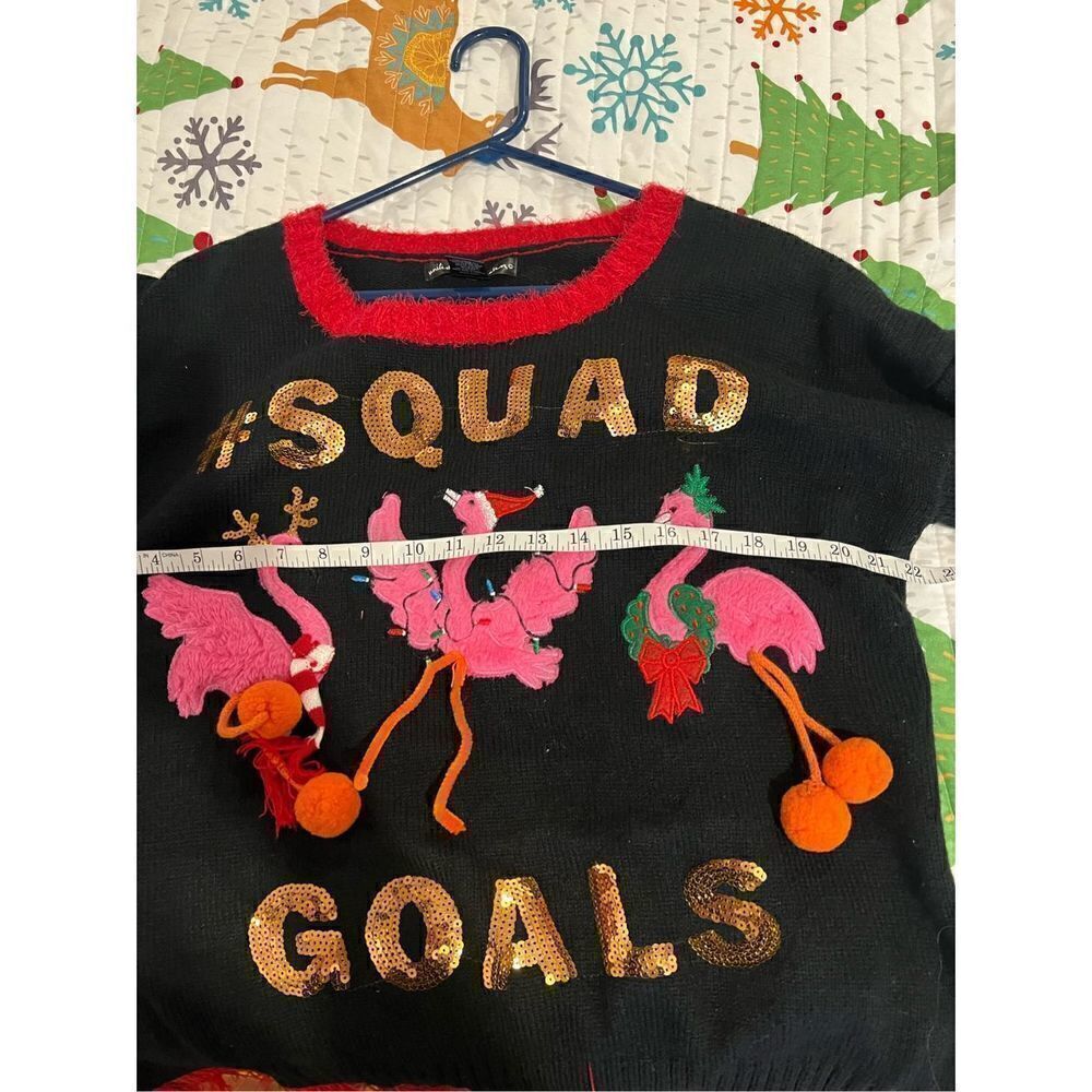 United States Sweaters #squad goals Holiday ugly Christmas Flamingos Sweater - Picture 5 of 7